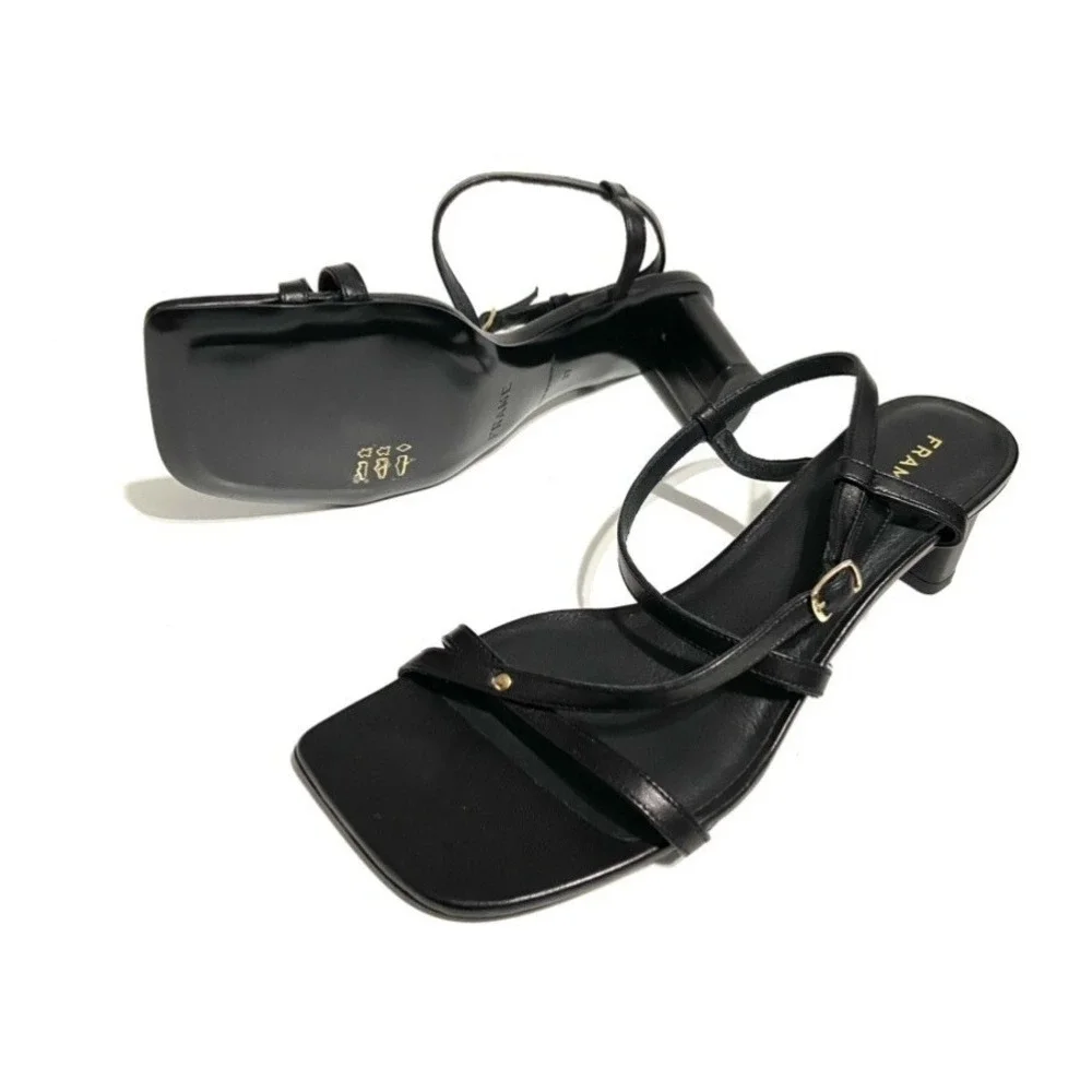 FRAME Le Braxton Sandal Strappy Black Leather Heels NEW Women's 39 9 MSRP $398
